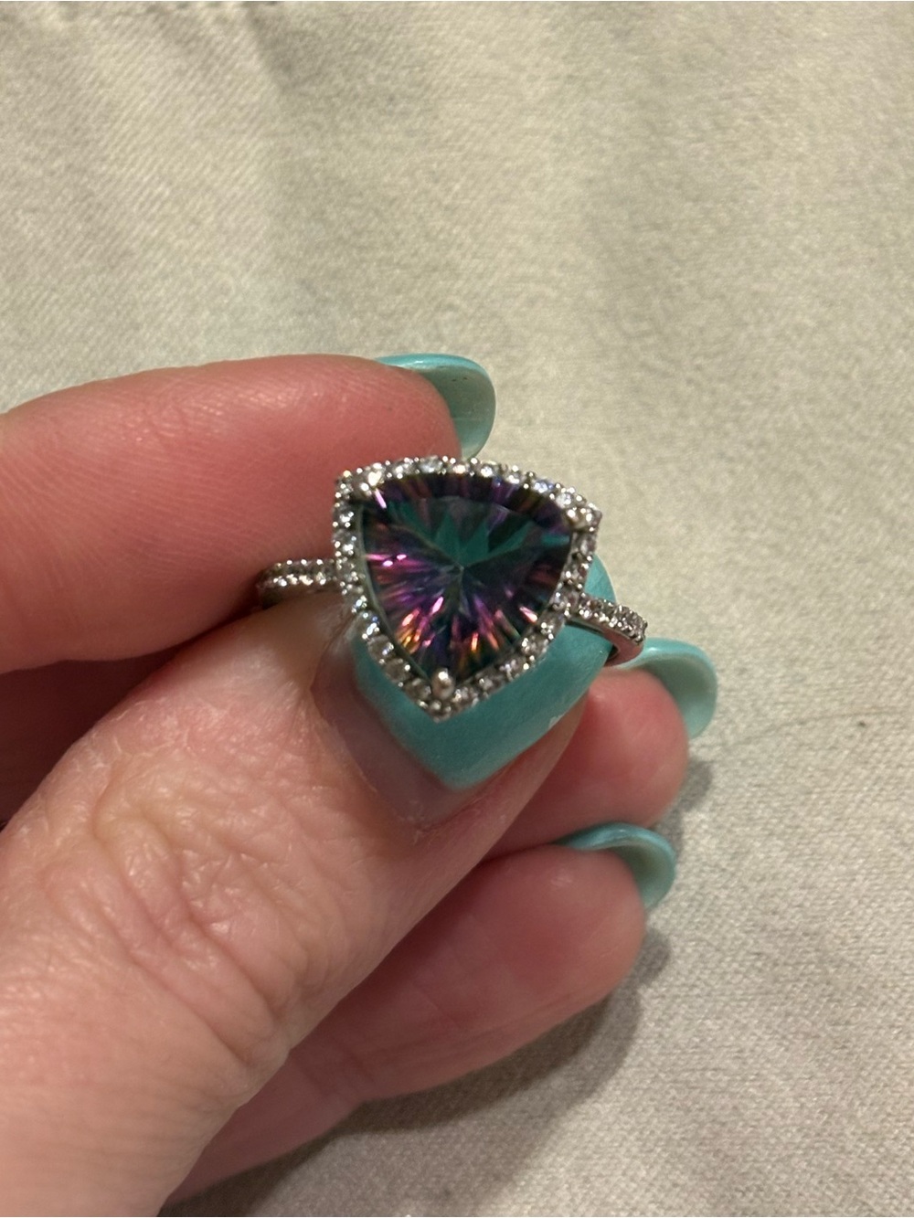 ‘Northern Lights’ Halo Sterling Silver Ring - Picture 8 of 8